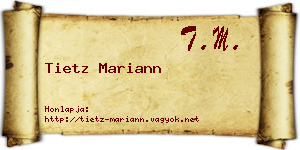 Tietz Mariann névjegykártya